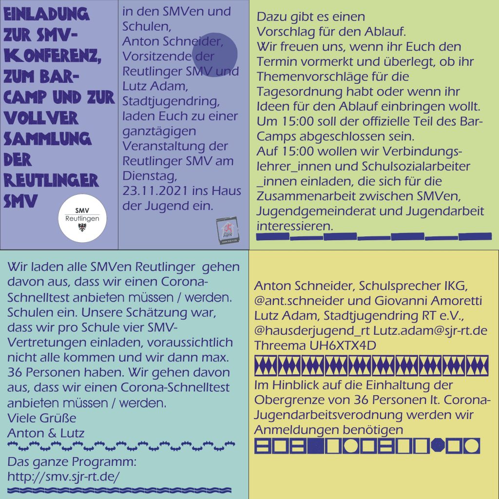 Das Bild beinhaltet den Text der EinladungT