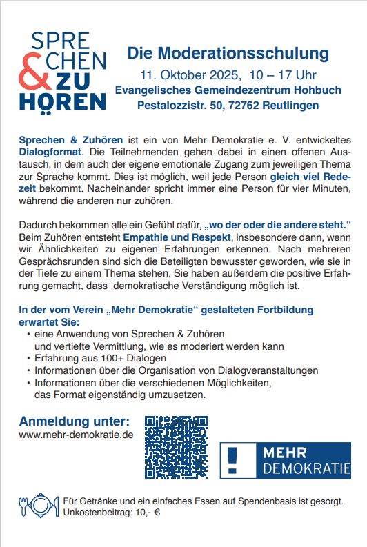Verständigungsorte
Eine Veranstaltungsreihe im Landkreis Reutlingen
(10/25 – 3/26)